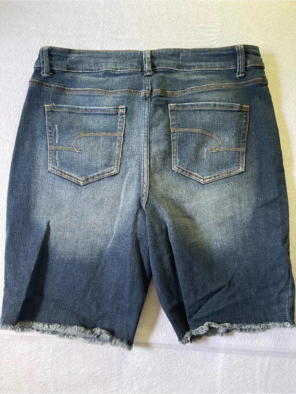 Time and Tru Dark Blue High-Rise Denim Bermuda Shorts